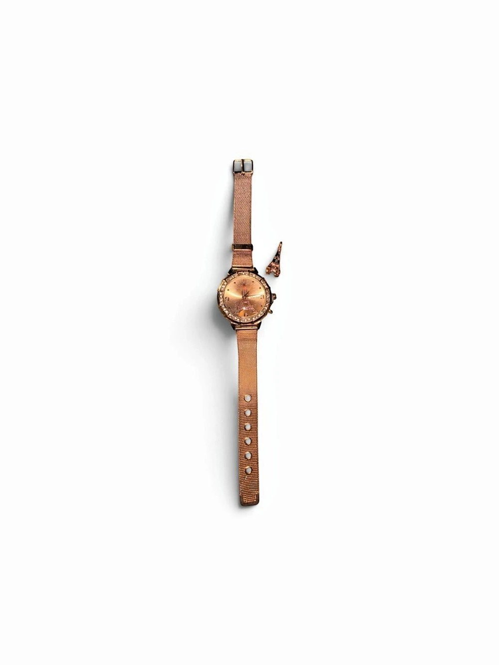 Gold-Tone Watch with Gold Mesh Strap